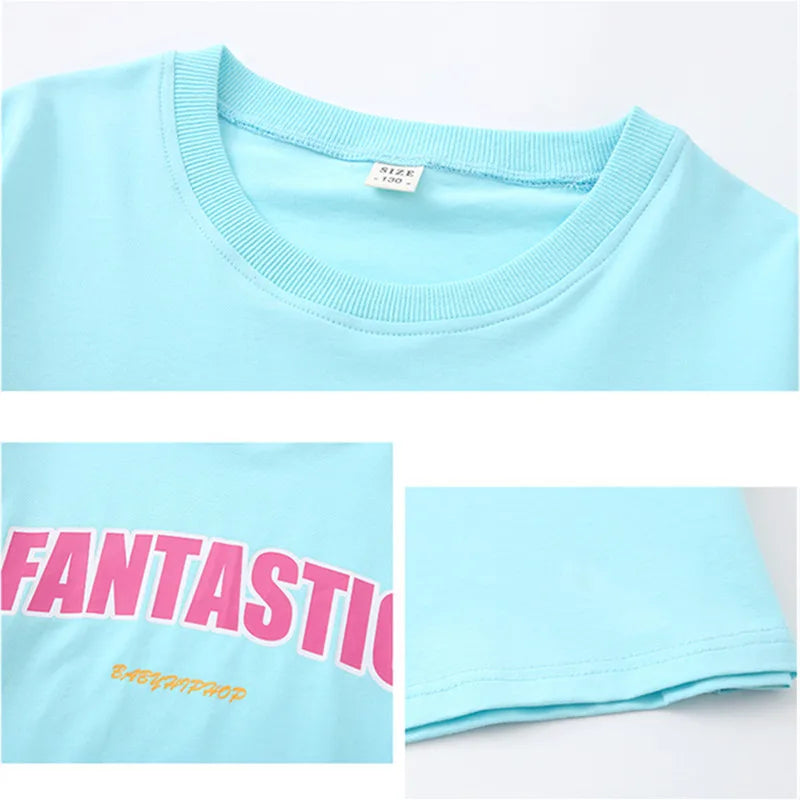 Boys Street Dance Blue T-shirt Shorts Girls Hip Hop Crop Top Skirt Outfits Kids Summer Costume Clothes Sets Children Streetwear