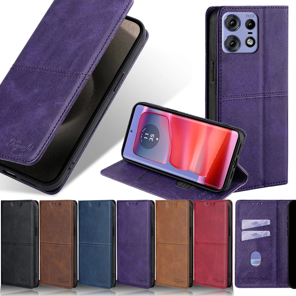 Luxury Magnetic Leather Flip Mobile Phone Case for Motorola Edge 50S 50 Pro 50 Fusion Edge 5G 2024 Protect Cover Coque