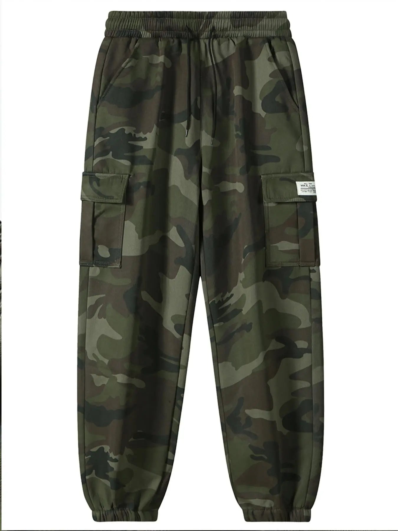 Men's Plain Sports and Casual Trousers with Drawstring Elastic Waist, Camouflage, with Pockets, Suitable for Outdoor Camping, Hiking and Mountaineering, Exercise and Fitness