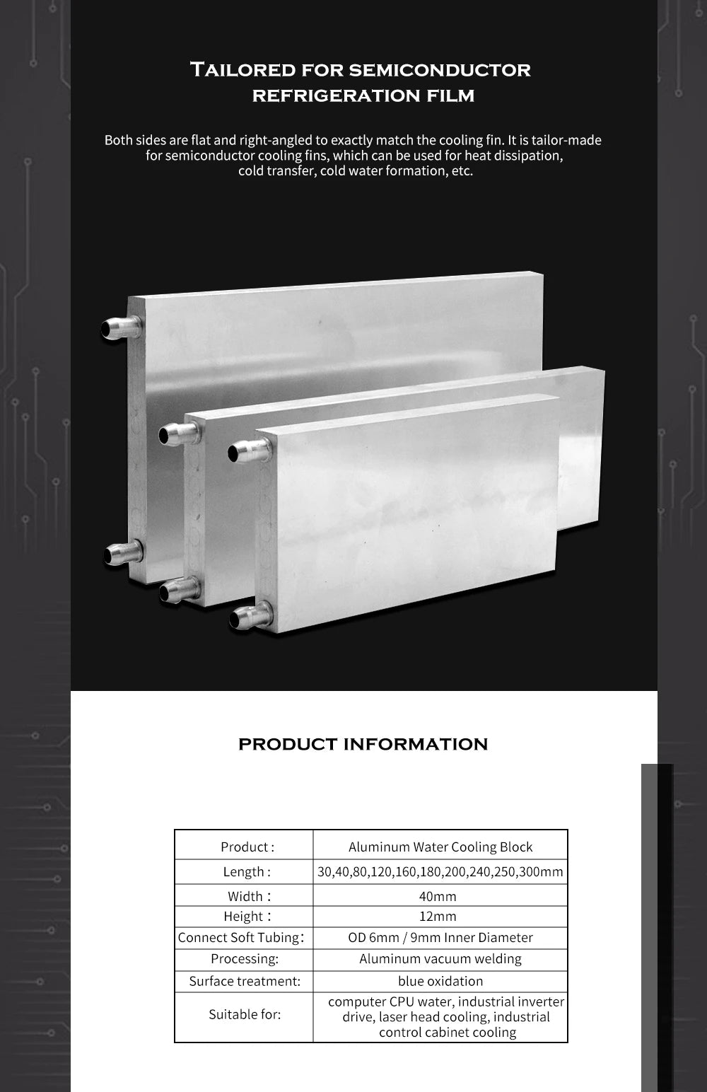 Aluminum PC Water Cooling Radiator For Liquid Cooler Processor Heat Sink 40 80 120 160 200 240 250mm