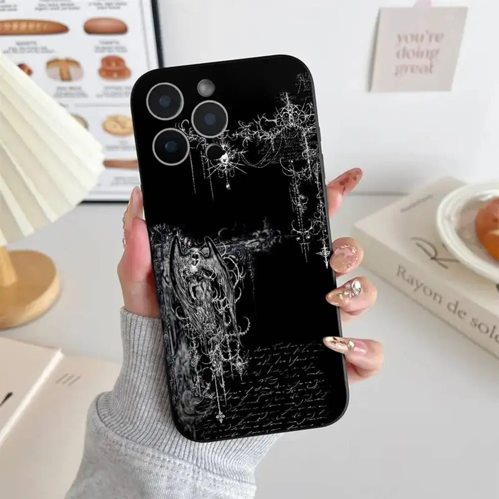 1pc Gothic Cyber Sigil Cross Phone Case Silicone Soft For IPhone 17 Air 16 15 14 13 12 11 Plus Pro Max Plus