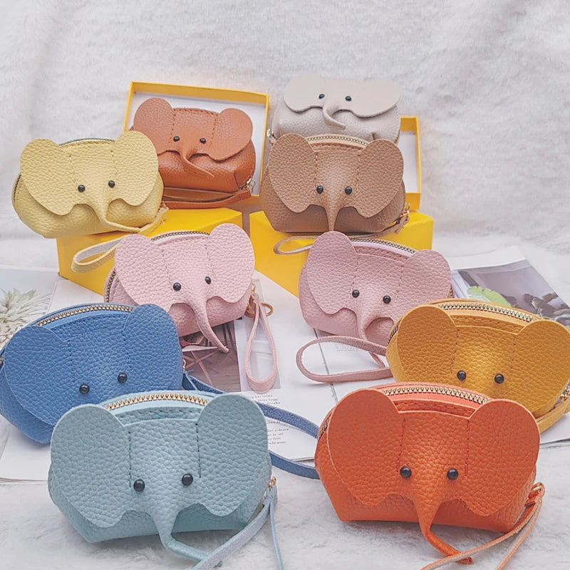 Mini leather elephant-style earphone case, coin purse, creative card holder, lipstick holder, earphones, change holder