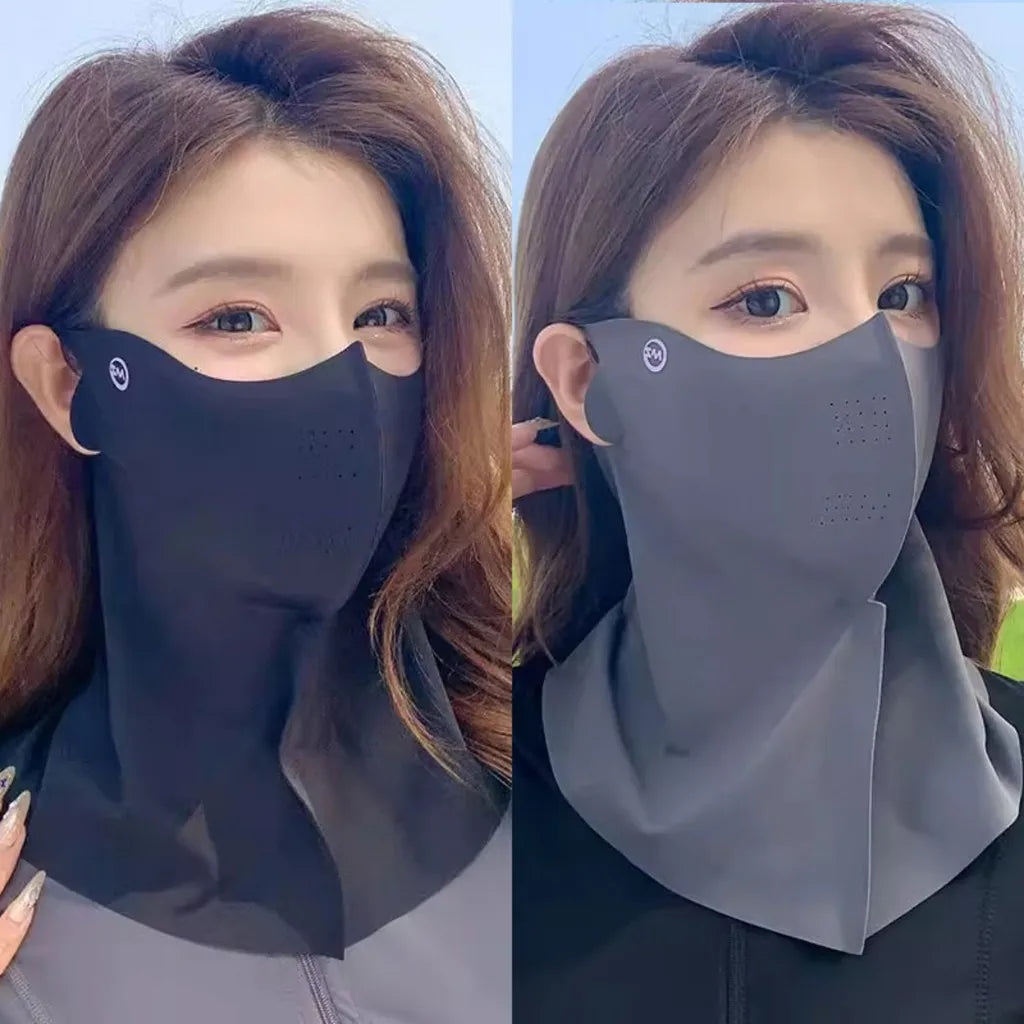2PCS Ice Silk Sun Protection Mask Anti-Ultraviolet Neck Guard 3D Mask Summer Breathable Eye Protection Face Mask