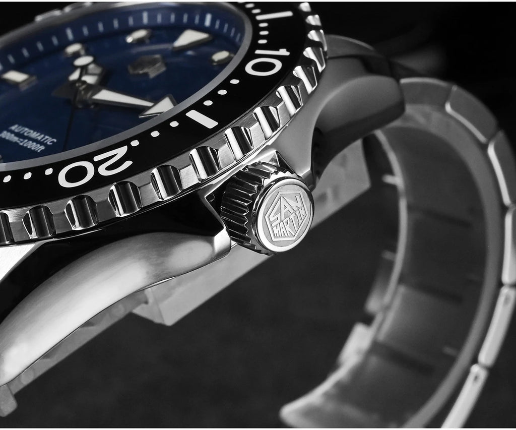 San Martin 40mm Enamel Dial YN55 Men Diver's Automatic Mechanical Watch 3H Date BGW-X1 30Bar Waterproof Montre Homme SN0009D