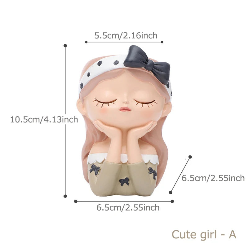 Cute Girl Flower Pot for Succulents, Decorative Planters Girls Portrait Garden Pots for Home Decor Desktop Ornament