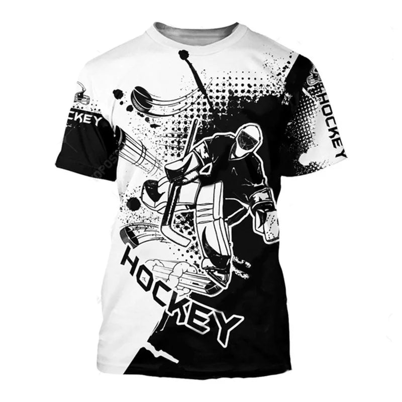 Summer New 3D Sports Hockey Printing T Shirt Hockey Fitness Lovers Graphic T-shirts For Men Gym Short Sleeves Fashion Tee Shirts