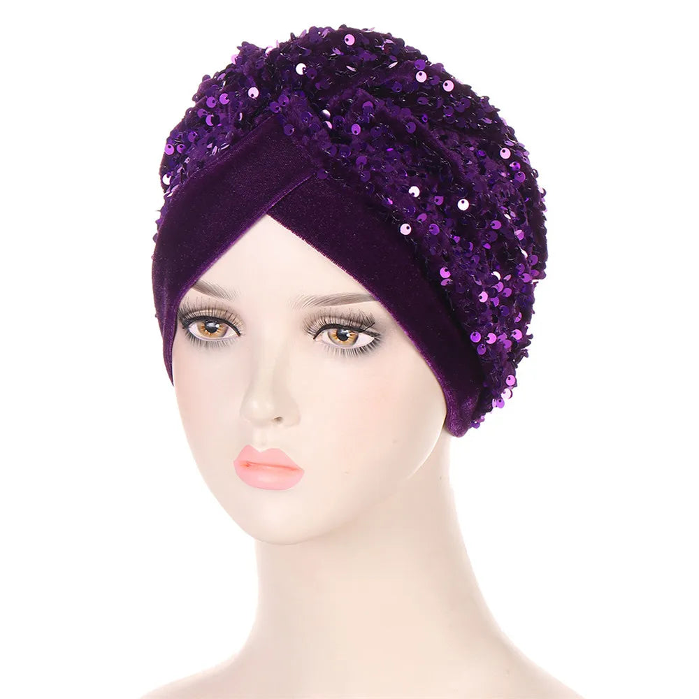 New Women Velvet Turban Hat Muslim Twist Solid Color Hijab Chemo Cap Head Wrap Headscarf Beanies Bonnet Headscarf Turbante Mujer