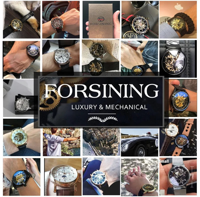 WINNER 002 Fashion Men's Mechanical Watch Luxury Style Calendar Night Light Business Black White Classic Men's Automatic Watch