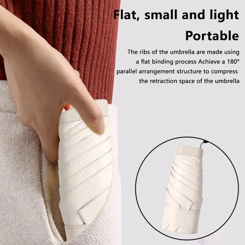2026 Mini Sun Umbrella Pocket Rain Umbrella Vinyl Sunscreen / UV Protection Capsule Compact and Portable Rain and Rain Dual Use