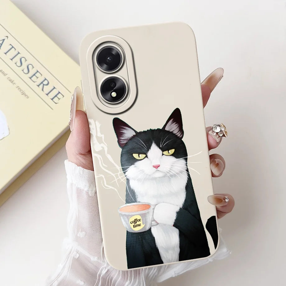 For Oppo A38 CPH2579 Phone Case New Fashion Soft Matte Silicone Rabbit Flower Goothic Style Capa For Oppo A18 CPH2591 Back Cover