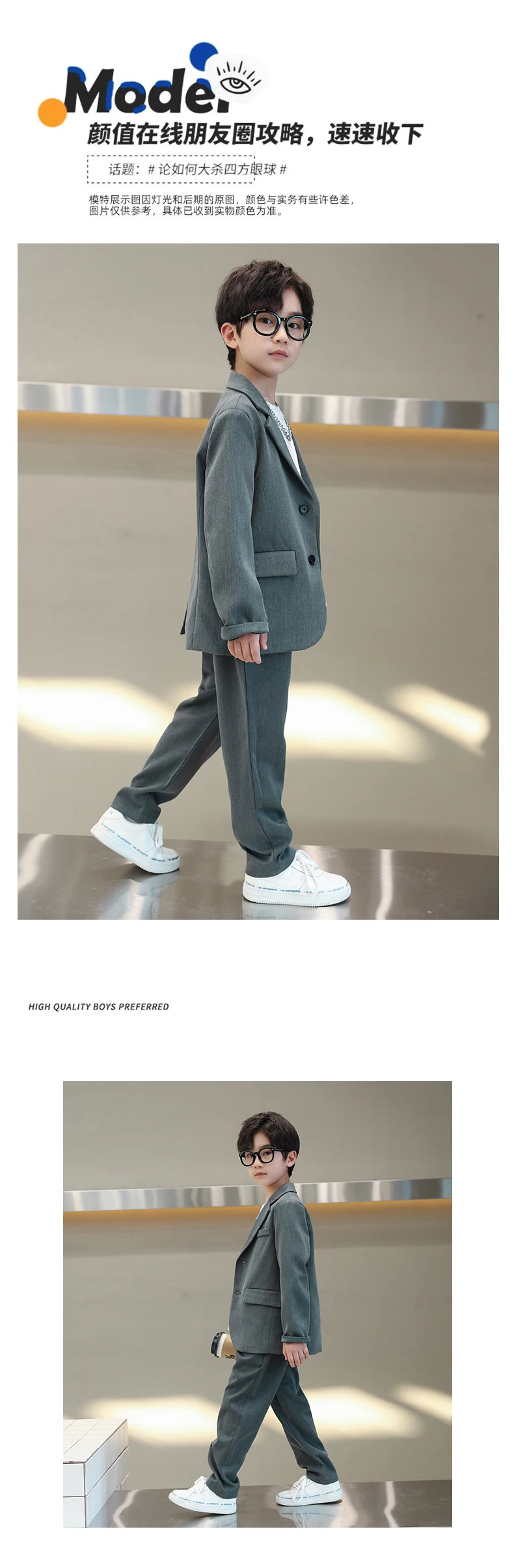 junior Boys Suits Autumn Long Sleeve Casual Blazer Jacket Trouser 2pcs School Uniform Teen Kids Clothes pants Set Child Cosutme