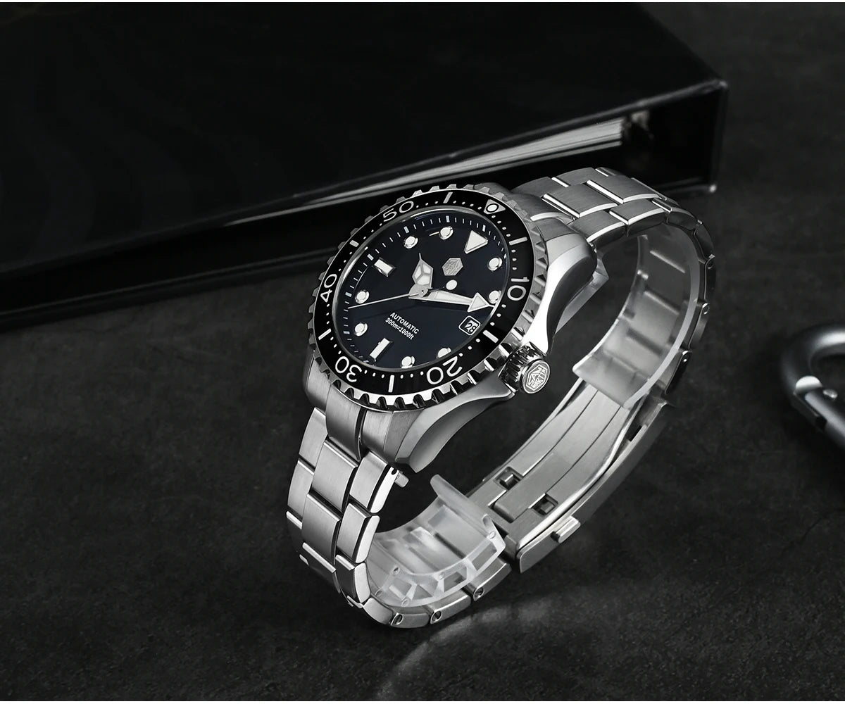 San Martin 40mm Enamel Dial YN55 Men Diver's Automatic Mechanical Watch 3H Date BGW-X1 30Bar Waterproof Montre Homme SN0009D