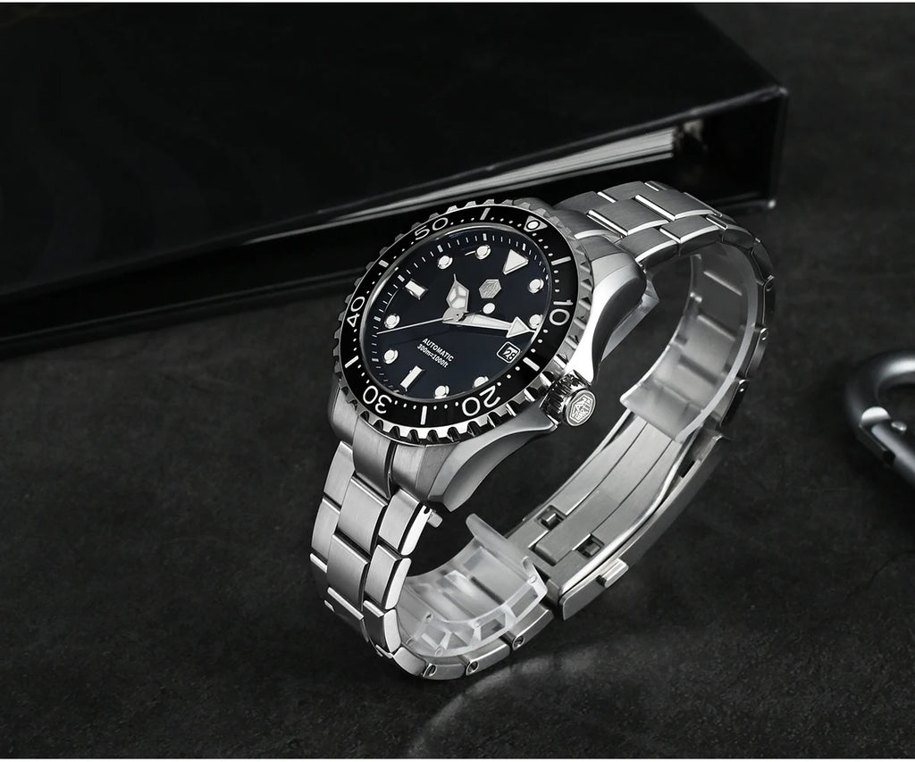 San Martin 40mm Enamel Dial YN55 Men Diver's Automatic Mechanical Watch 3H Date BGW-X1 30Bar Waterproof Montre Homme SN0009D