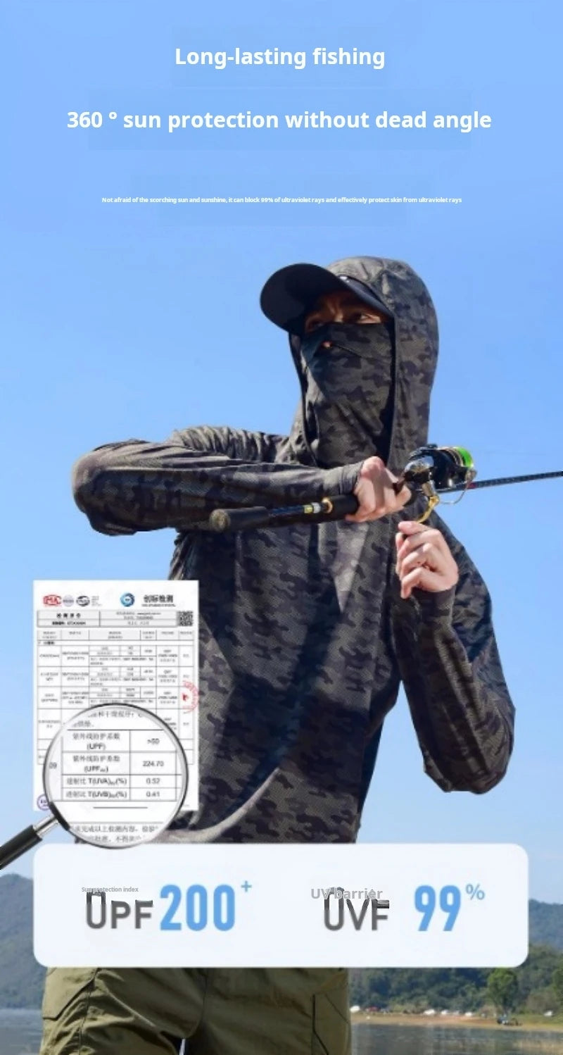 Summer Men's and Women's Sunscreen Fishing Clothes Loose big Size Thin Casual Quick Drying Ice Silk Camouflage Sunscreen Jacket