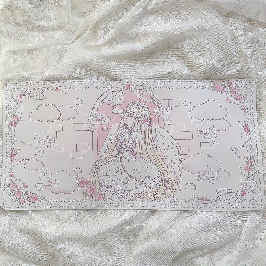 New Original Angel Girl Leather Mouse Pad Cartoon Rabbit Anti-slip Anti-fouling Dining Table Mat Large Size Computer Keyboard Pa