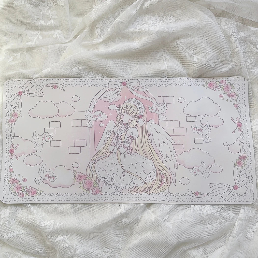 New Original Angel Girl Leather Mouse Pad Cartoon Rabbit Anti-slip Anti-fouling Dining Table Mat Large Size Computer Keyboard Pa