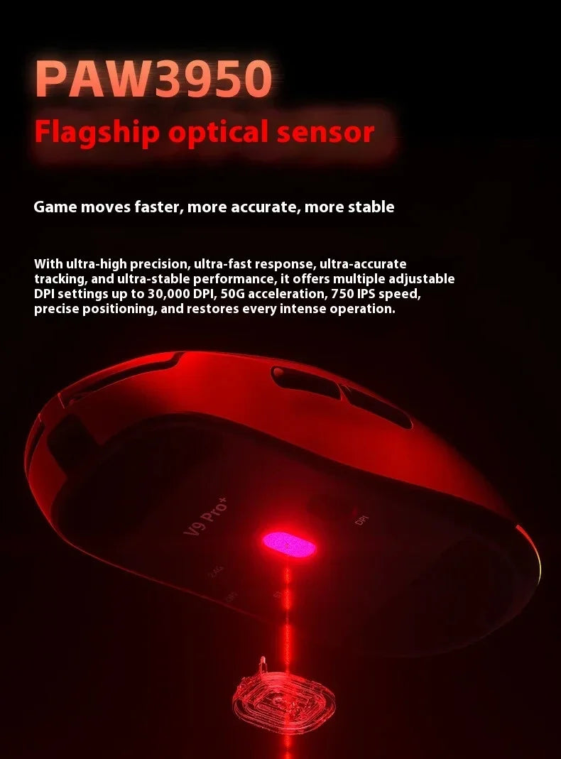 AULA V9 Ultra Wireless Mouse Tri Mode Wireless 8K Paw3950 Esports Gaming Lightweight Low Latency Mouse Custom for PC Accessories