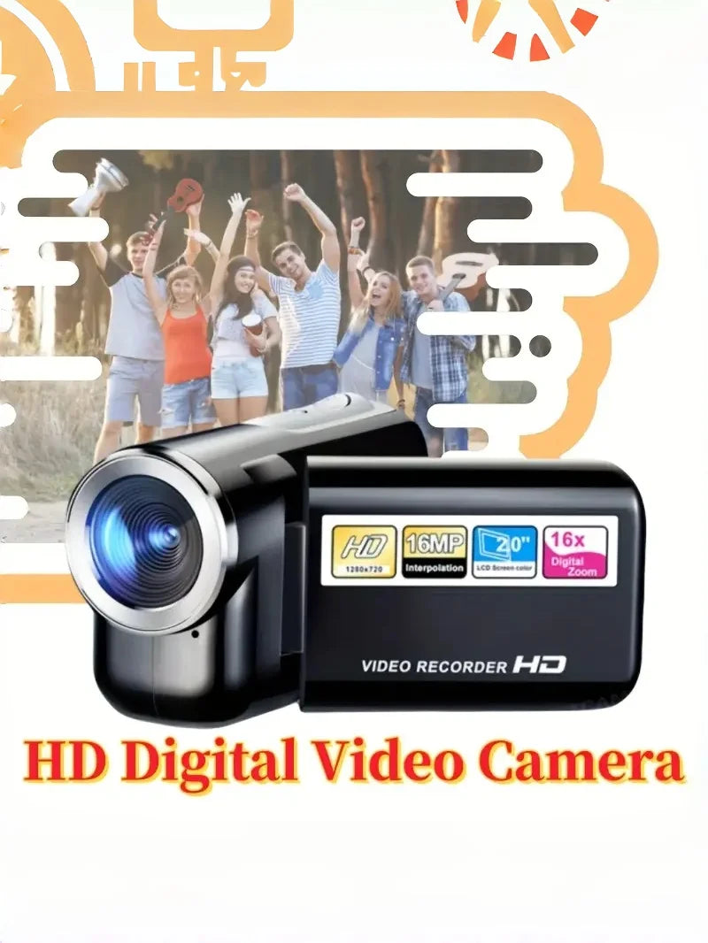 MiniDV Digital Video Handheld Camcorder is a high-definition camcorder with a sleek silver designdigital zoom