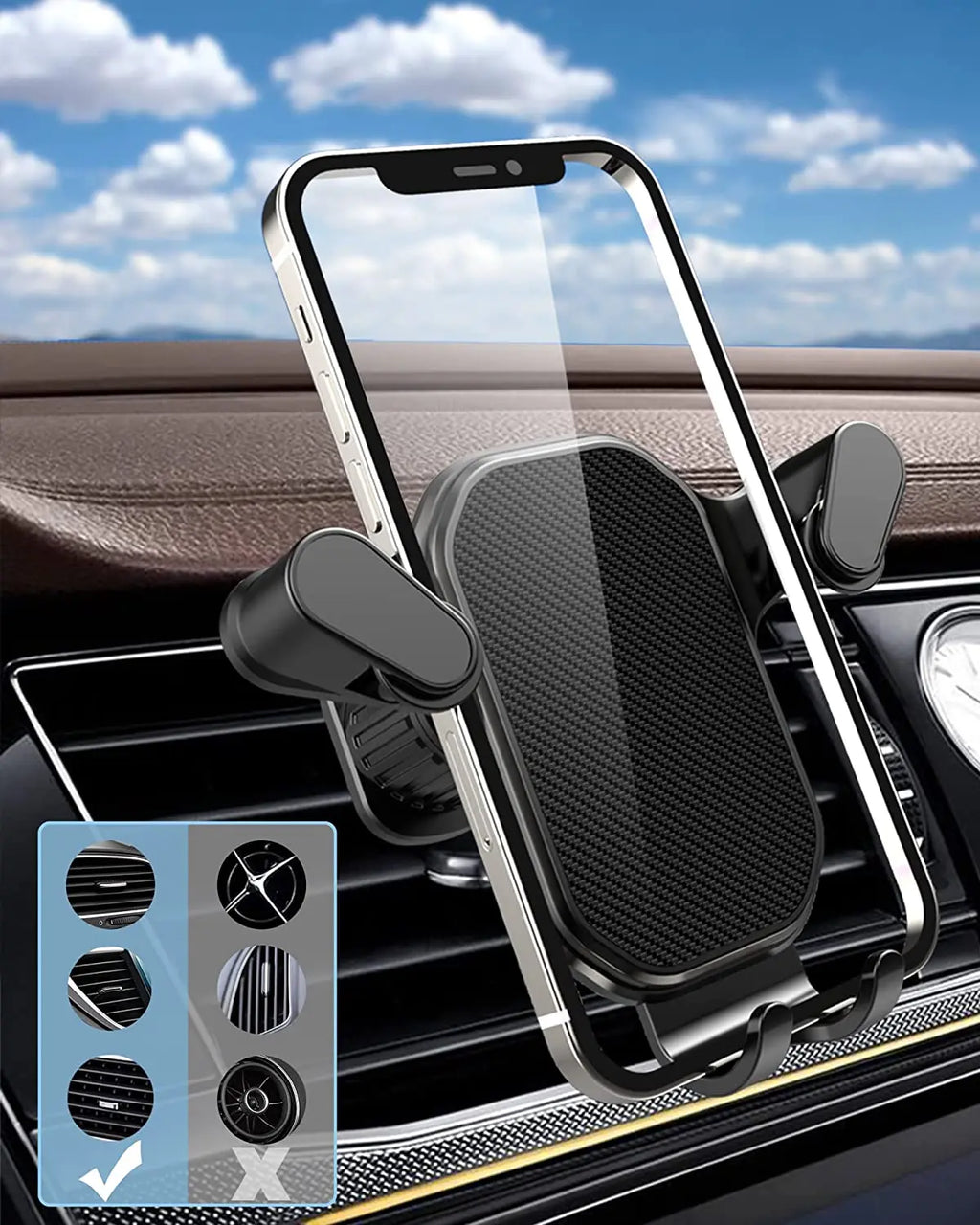 Universal Car Phone Holder Air Vent Hook Clip Mount 360 Degree Rotation Installation Anti Shake Supports Xiaomi For Mobile Phone