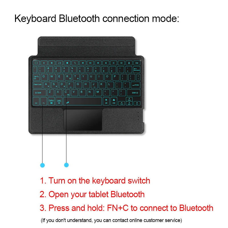 HUWEI Magic Keyboard For Samsung Galaxy Tab S9 S8 S7 Plus FE 12.4" Case Smart Backlit TouchPad Spanish Portuguese Keyboard Cover
