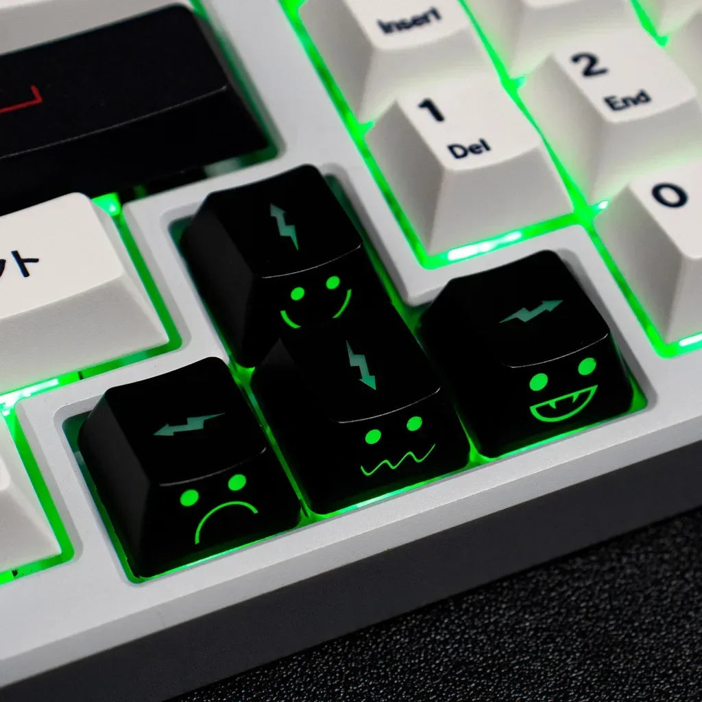 New Cute Emo Keycap Set WASD Arrow Broadside Lighting Key Cap for Mechanical Keyboard Compatible with MX Switch keyboard keycaps