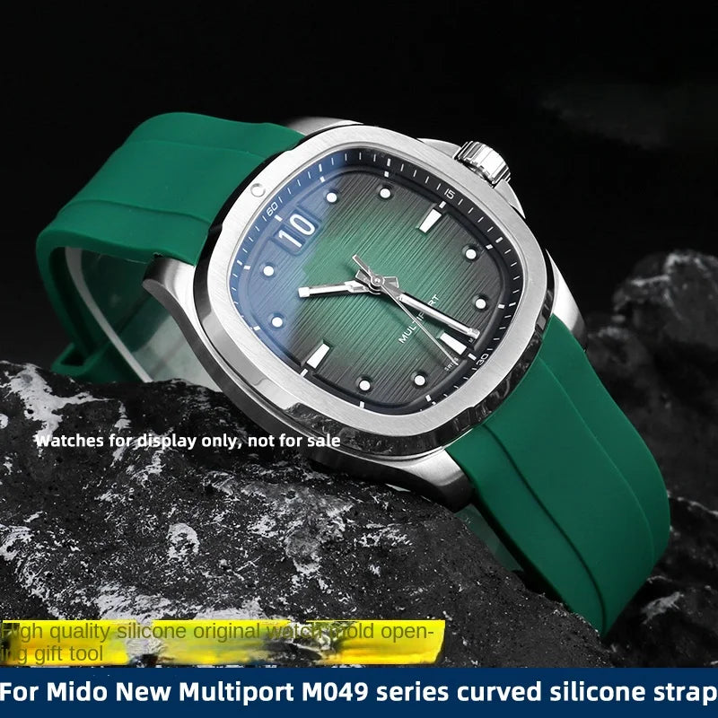 22mm curved rubber watch strap for Mido New Multiport TV Series M049.526 Watch Band Men's Soft Waterproof Wristband Bracelet