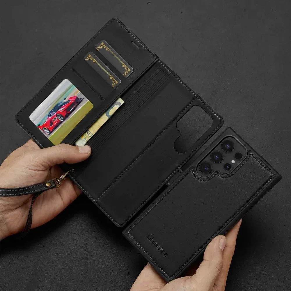 Detachable Wallet Case For Samsung Galaxy S25 Ultra S24 FE S23 + Plus Card Holder Kickstand Shockproof Wrist Strap Flip Cover