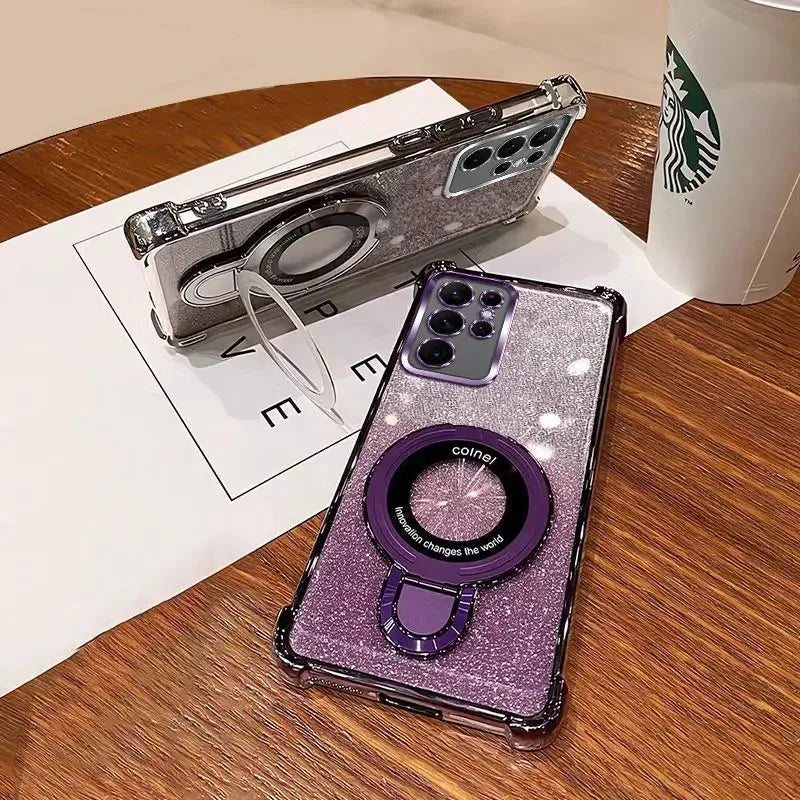 For Xiaomi POCO X7 Pro M7 F7 Ultra X6 X5 F6 M6 Pro C65 C75 4G 5G Case Shockproof Glitter Plating Magnetic Holder Bracelet Cover