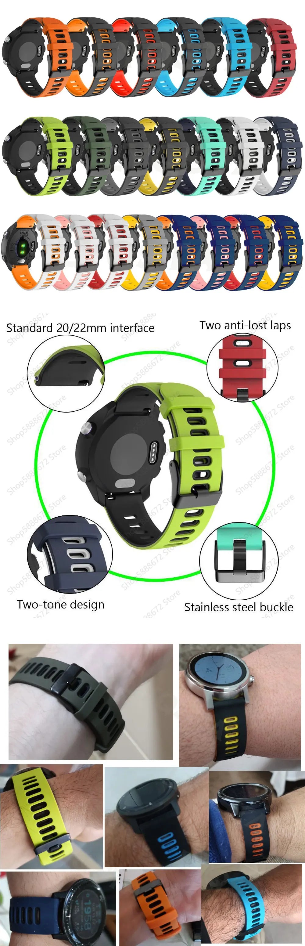 22mm Silicone Strap For Zeblaze Vibe 7 Pro Watch Strap Band Bracelet For Zeblaze Stratos 2 Stratos2 Replacement Watchband