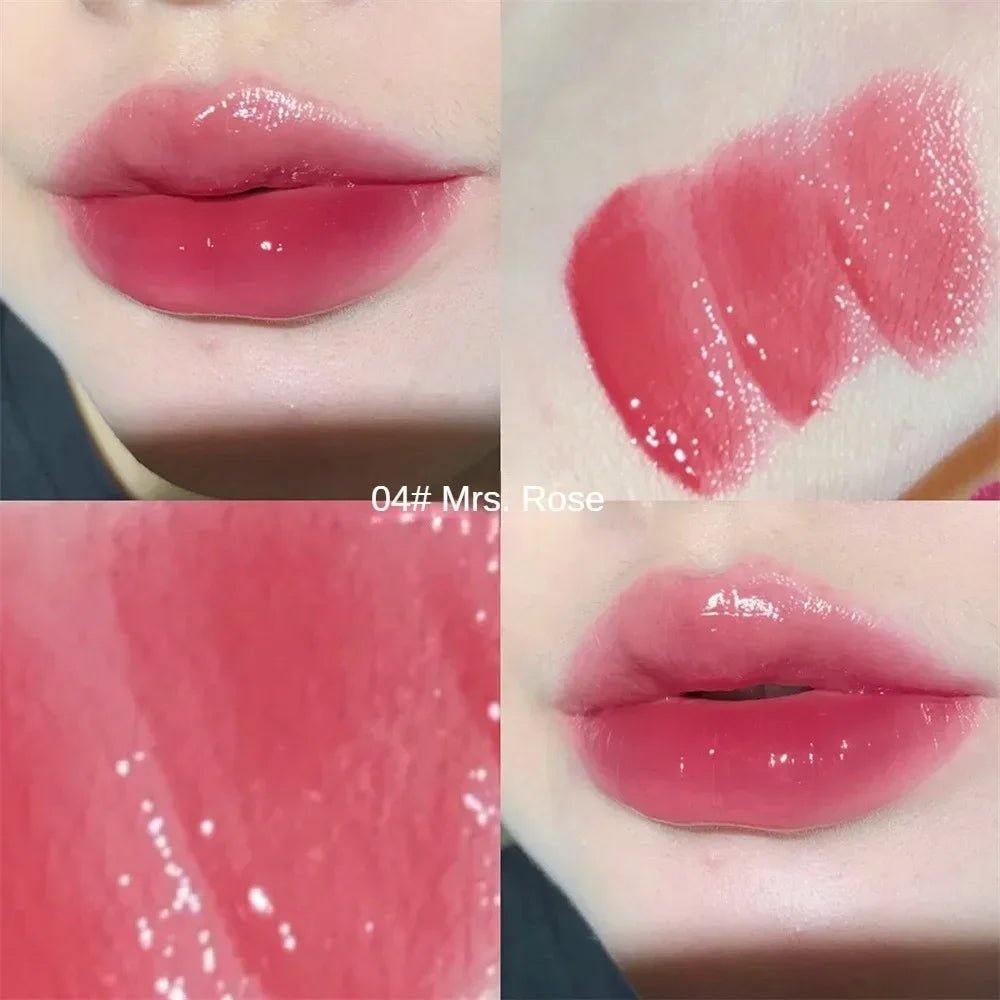 6 Colors Silky Glossy Lipstick Gege Bear Pump Lips Moisture Water  Comfortable Ultra Sheen Non-Stick Cup Lip Balm