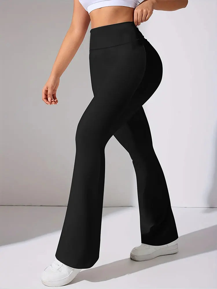 Fashion Casual Sports Flared Pants Ultra Soft Knitted Butt Lifting Fitness Yoga Long Pants Activewear Plus Size Women's Clothes
