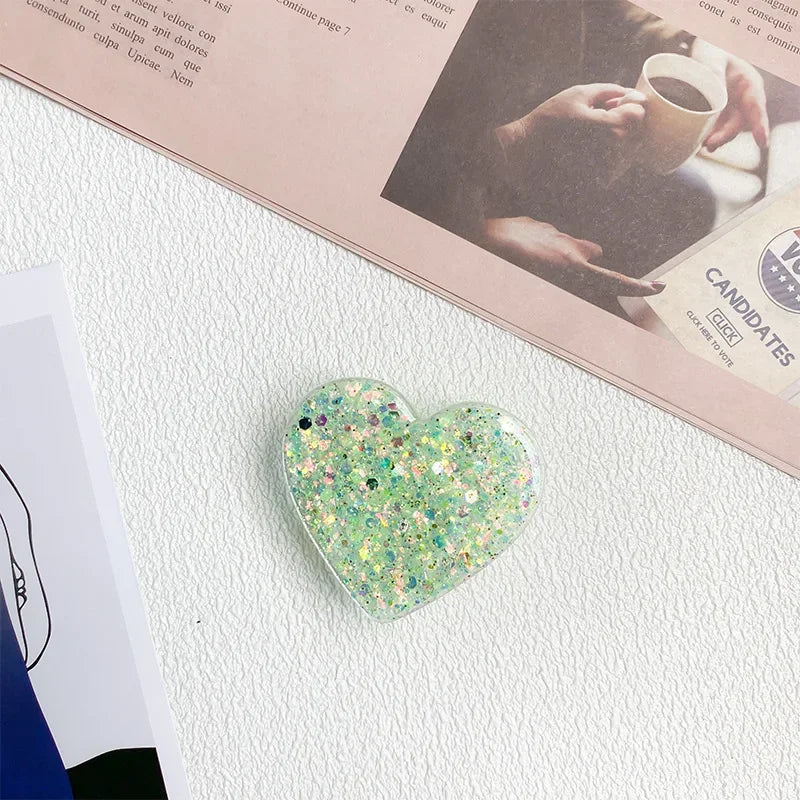 Stylish Glitter Sequins Love Heart Smart Tok For Magsafe Magnetic Phone Griptok Grip Tok Stand Universal Phone Smart Tok Holder