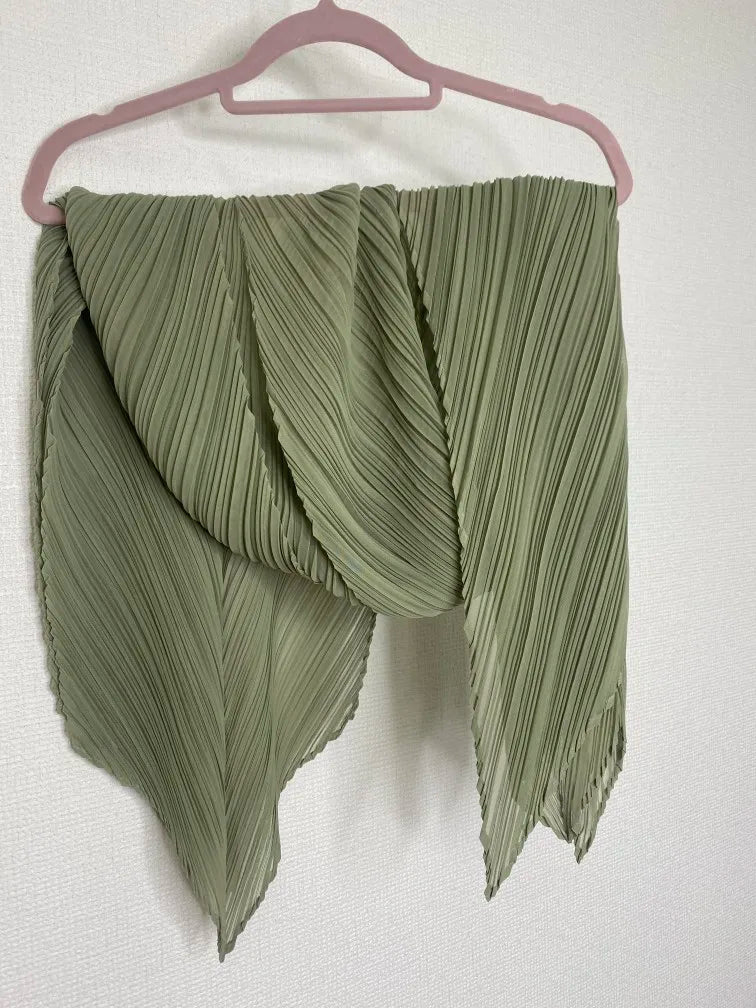Miyake Pleated Women Scarf Shawl Fabric Korean Fashion Thin Sunscreen Scarf Foulard Femme Luxe Marque Hijabs for Woman