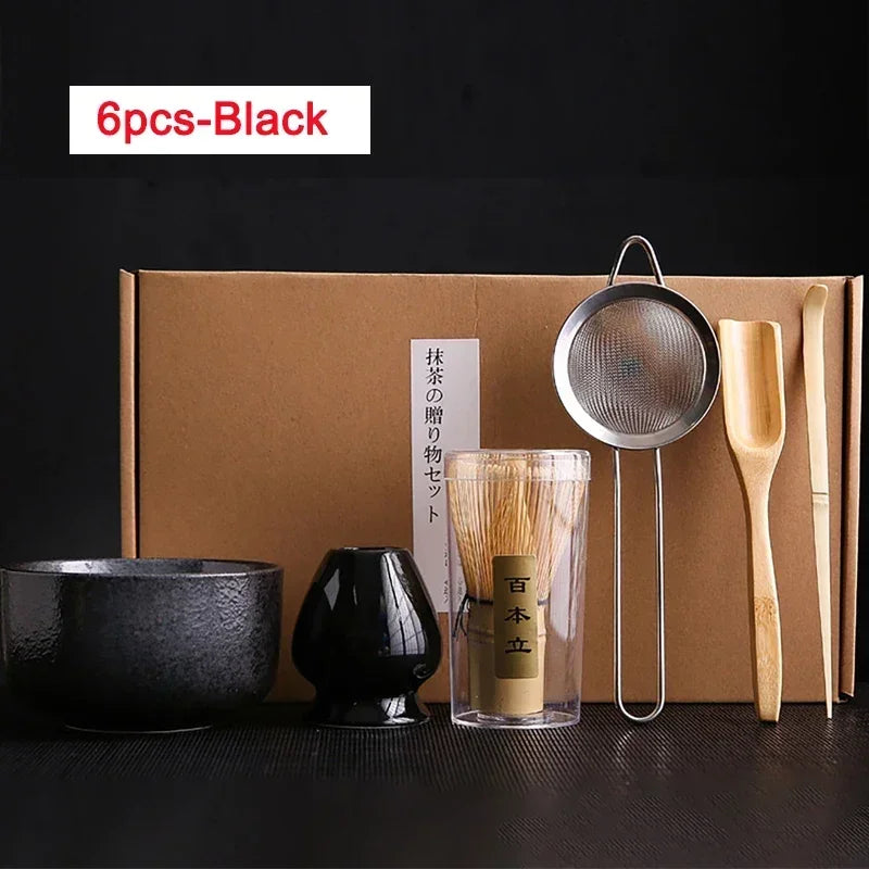 4pcs 6Pcs Handmade Home Easy Clean Matcha Tea Set Tool Stand Kit Bowl Whisk Scoop Gift Ceremony Traditional Japanese Accessories