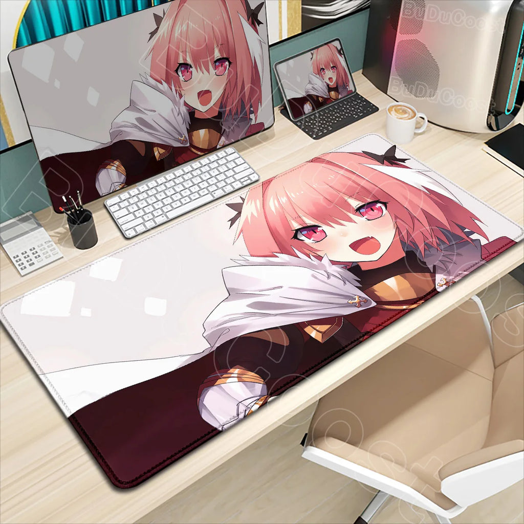 Astolfo Mousepad HD Print Anime Girl Computer Gamer Locking Edge Non-slip Rubber Mouse Pad Keyboard PC Desk Pad Table Decoration