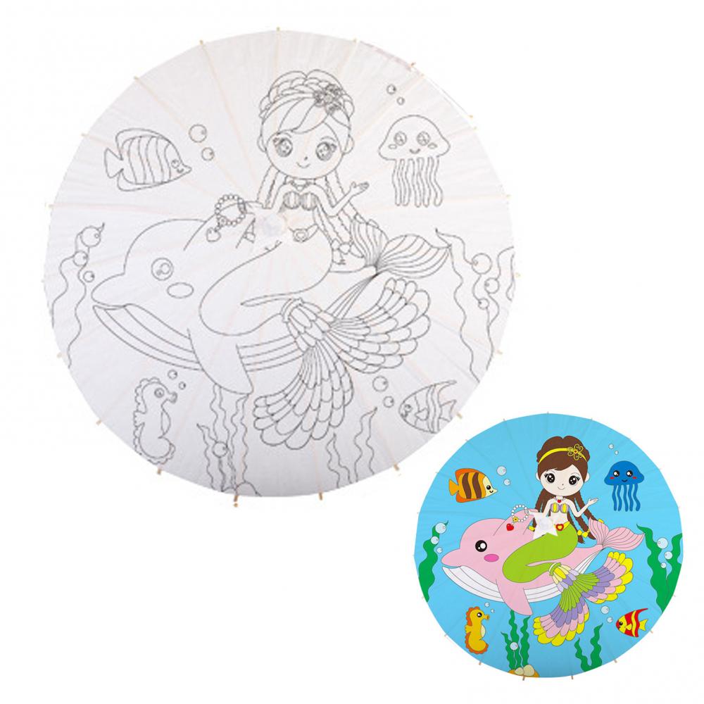 Chinese Umbrella Vintage DIY White Paper Umbrella Anime Painting Sunscreen Umbrella Photo Dance Props Ancient Cosplay Umbrella