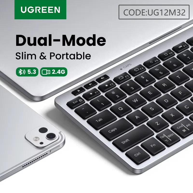 UGREEN Wireless Keyboard Bluetooth 5.3 & 2.4G Wireless Russian/EN 78 Keycaps For MacBook iPad PC Tablet