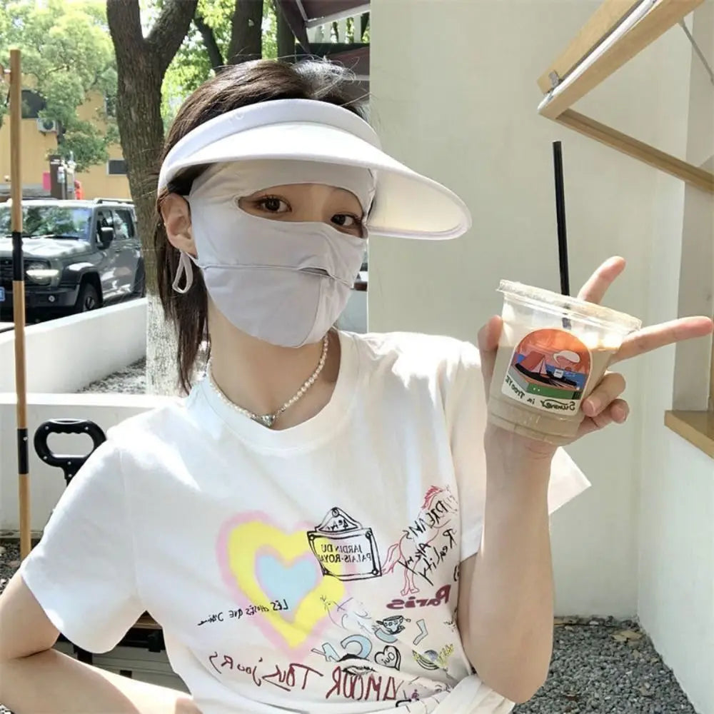 Summer Full Cover Face Mask Sunscreen Mask Ice Silk Uv Protection Breathable Face Shield Sunshade Cycling