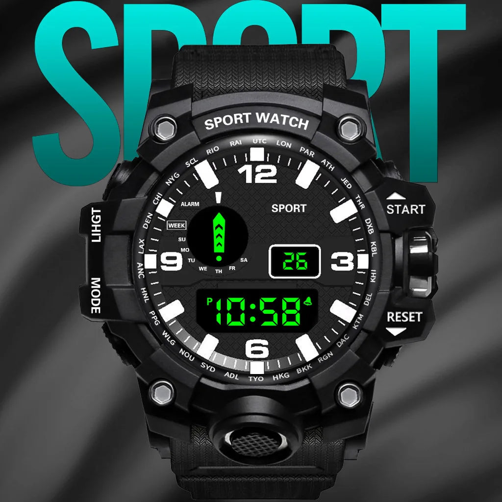 Sports Watch Men's LED Digital Watches Multifunction Military Clock Big Dial Waterproof Fitness Electronic Watch For Man