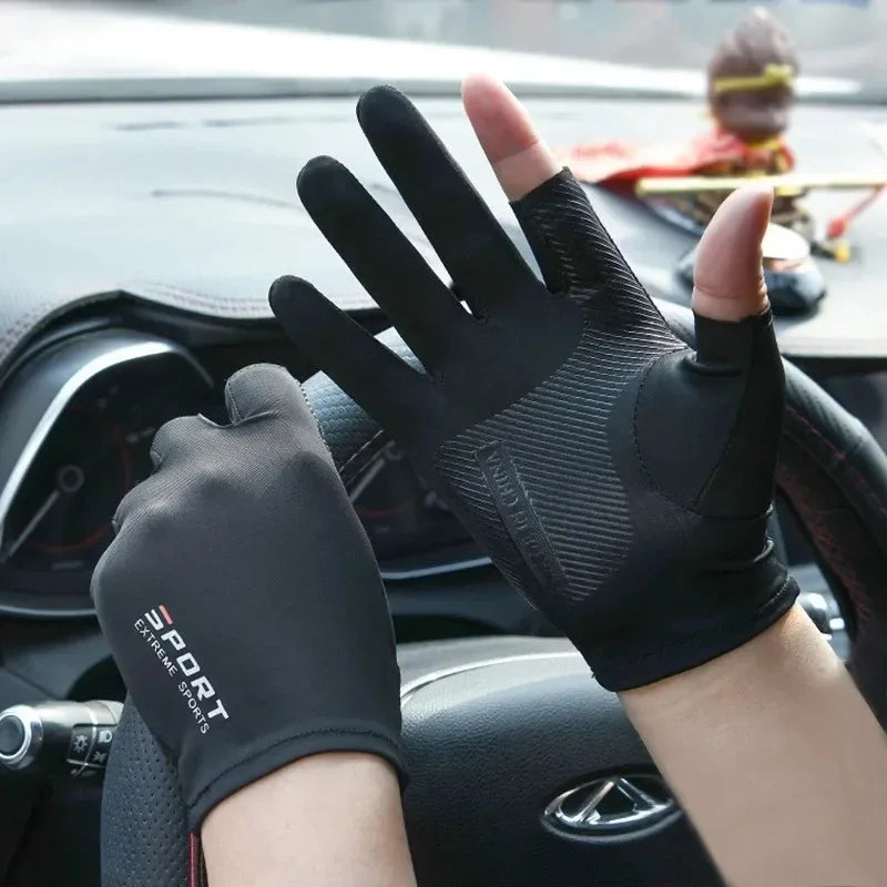 Ice Silk High Elasticity Sunscreen Breathable Half Finger Gloves for Unisex Comfortable Gloves for Outdoor Sports Cycling Summer
