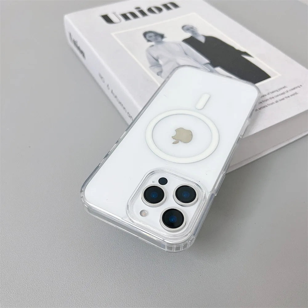 Luxury Original for Magsafe Transparent Phone Case For iPhone 16 Plus 15 ProMax 14 13 12 11 Mini Magnetic Protective Clear Cover