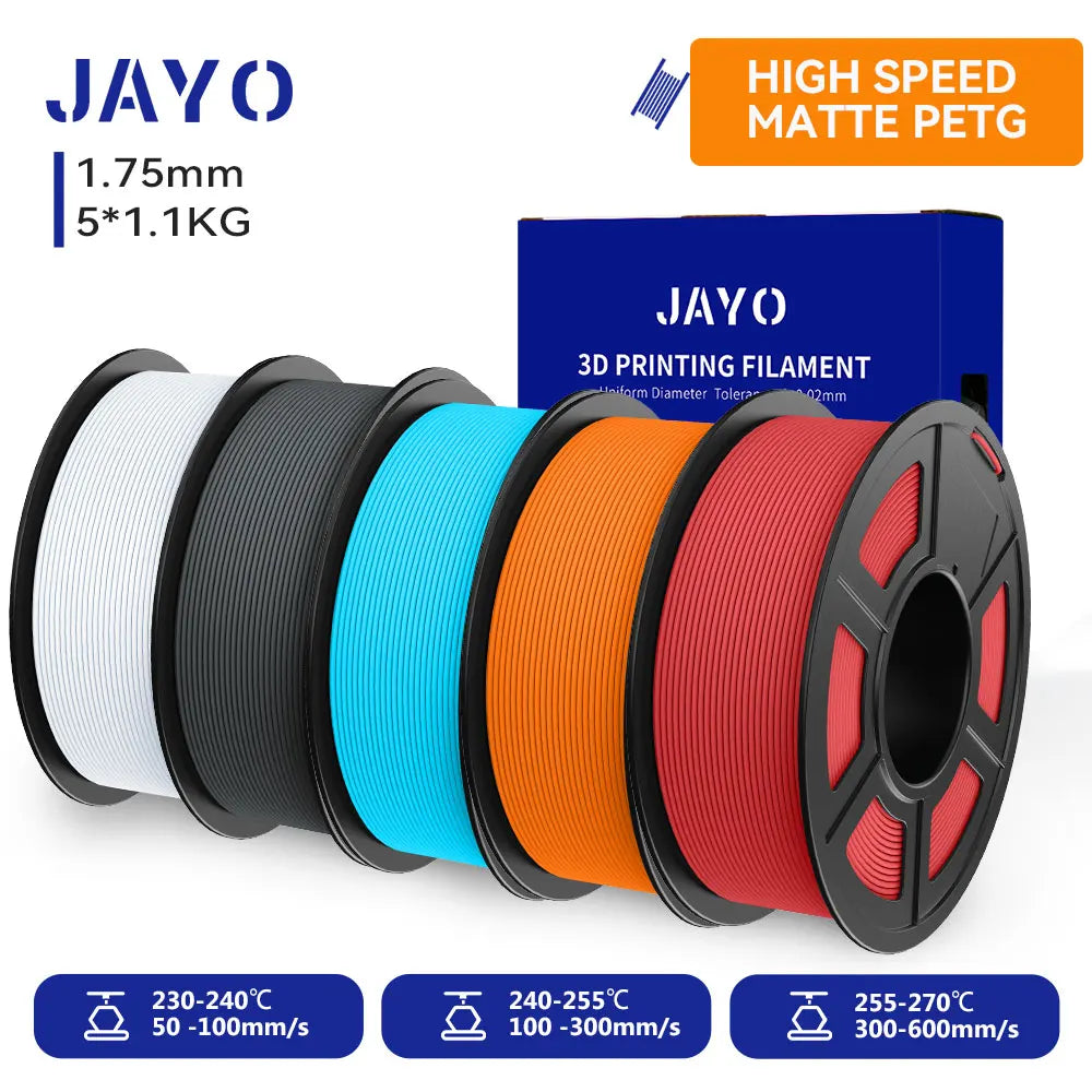 JAYO 5Rolls 3D High Speed Marble PLA/HS Matte PETG/HS PLA Filament 600mm/s High Speed 3D Printer Non-toxic Filament 1.1KG/roll
