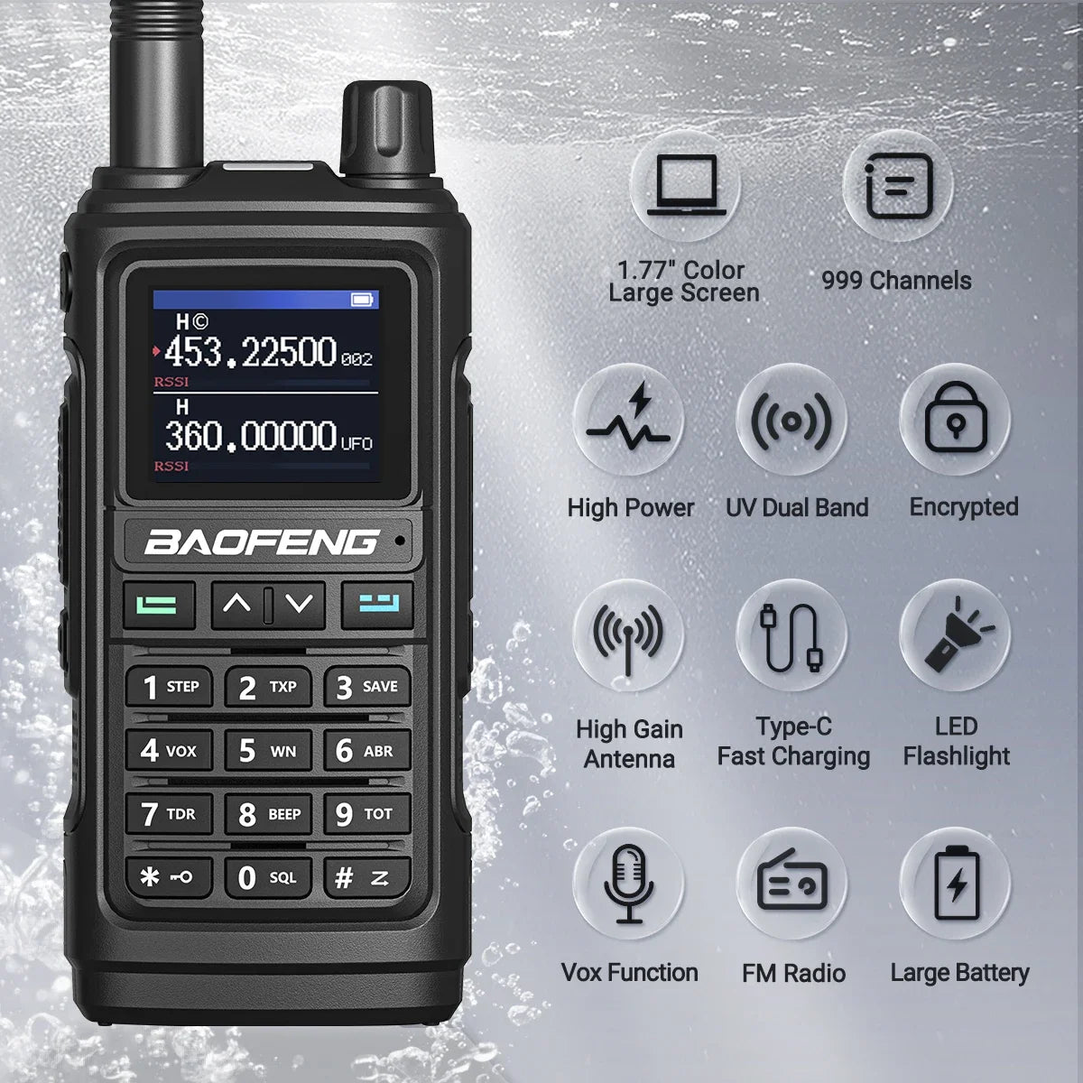 Baofeng UV17 Air Band Walkie Talkie 999 CH Draadloze kopieerfrequentie NOAA Zes bands Amateur Ham Tweerichtingsradio voor