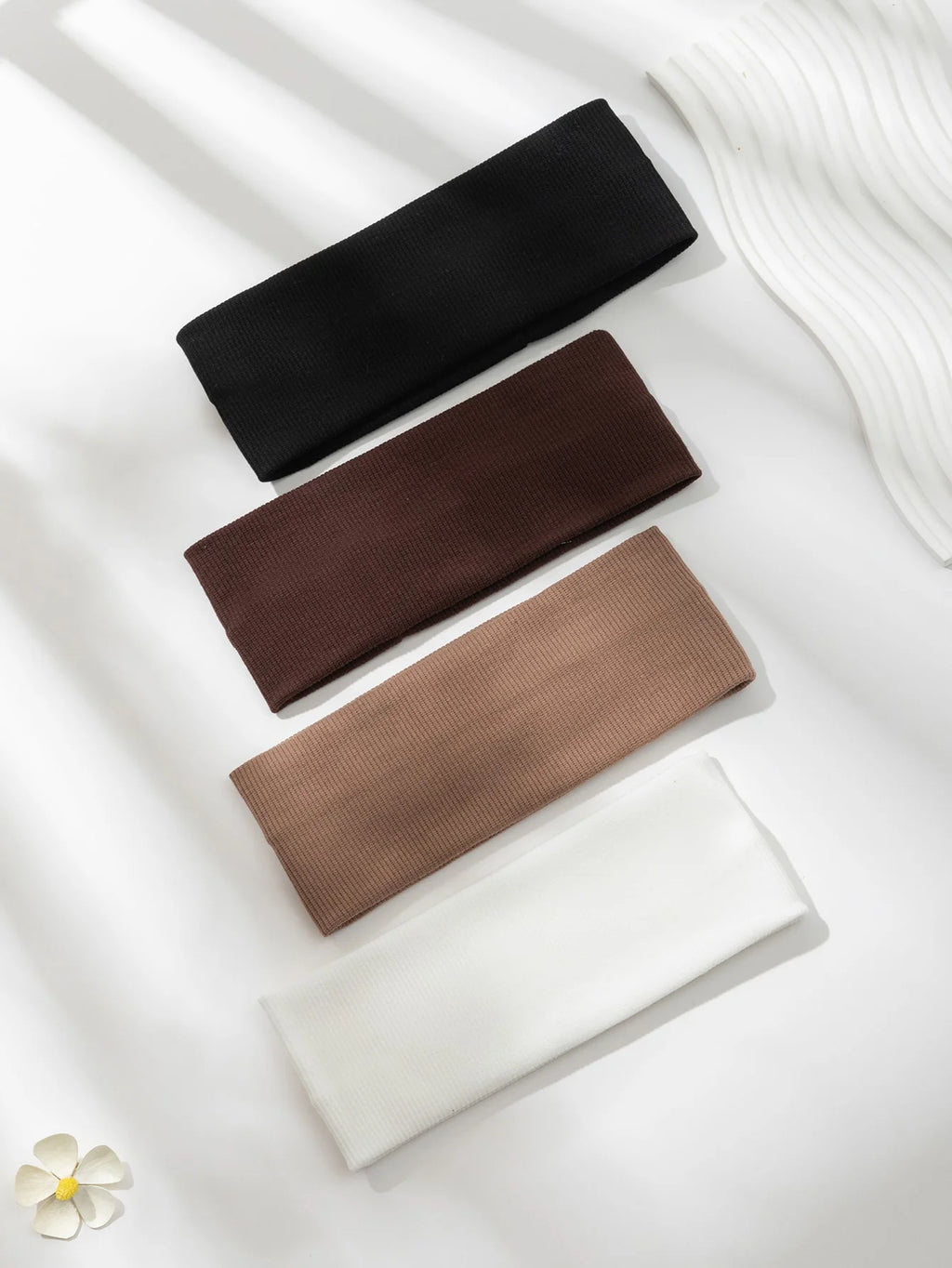 4-piece set of knitted solid-color hair bands suitable for both men and women, for sports and fitness use