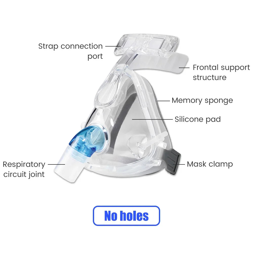 Comfortable CPAP Full Face Mask  Adjustable Strap Respirator For Cushion Travel Anti Snoring Stopper Solution Tools Sleep Help