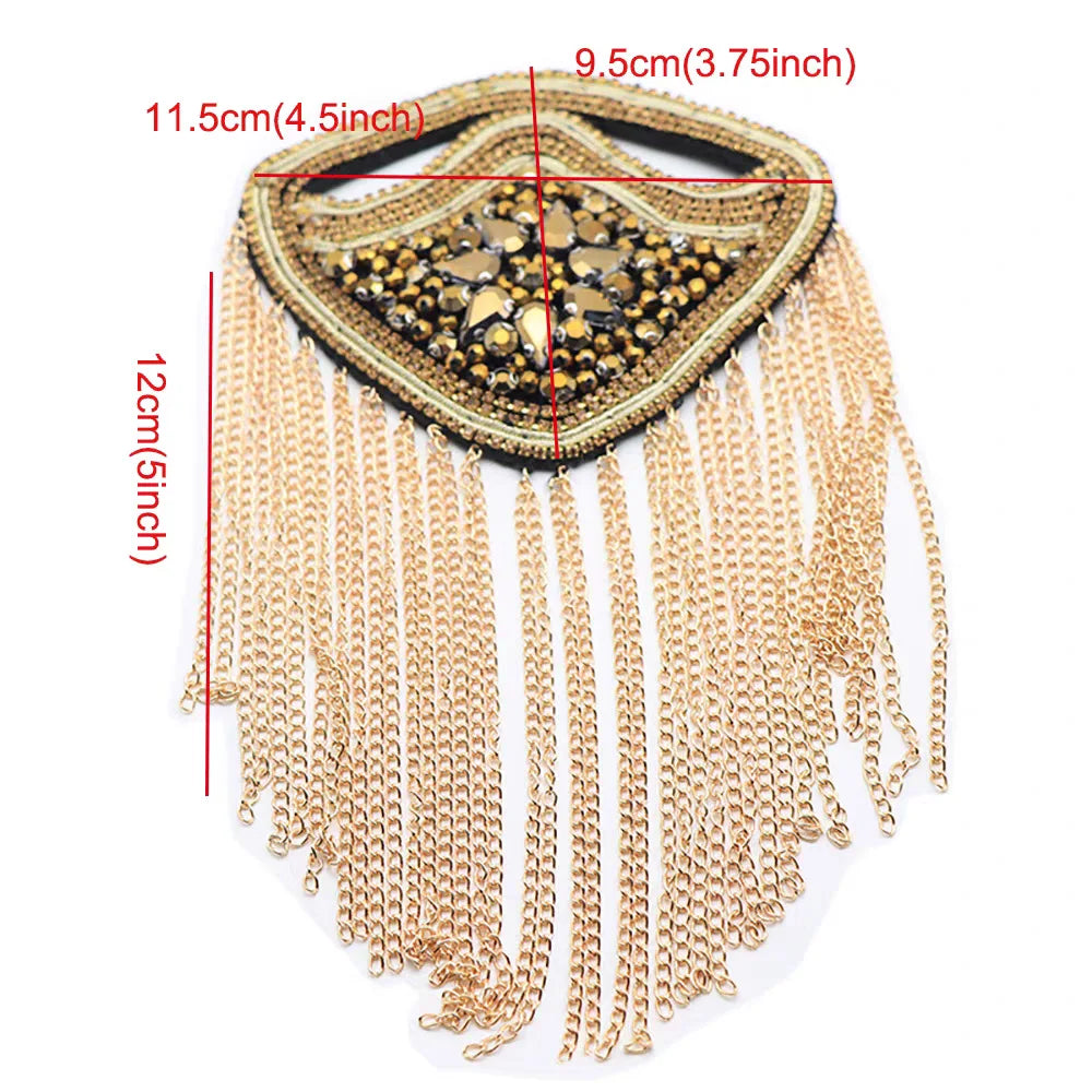 Exquisite Western-Style Performance Costumes Metal Punk-Syle Shoulder Ornaments Epaulets Fringed Epaul for Clothing Accessories