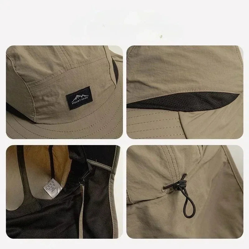 Caps Summer Wide Brim Bucket Neck Protection Unisex Quick-drying Panama Sunscreen Visor Hats for Fishing Hiking Outdoor