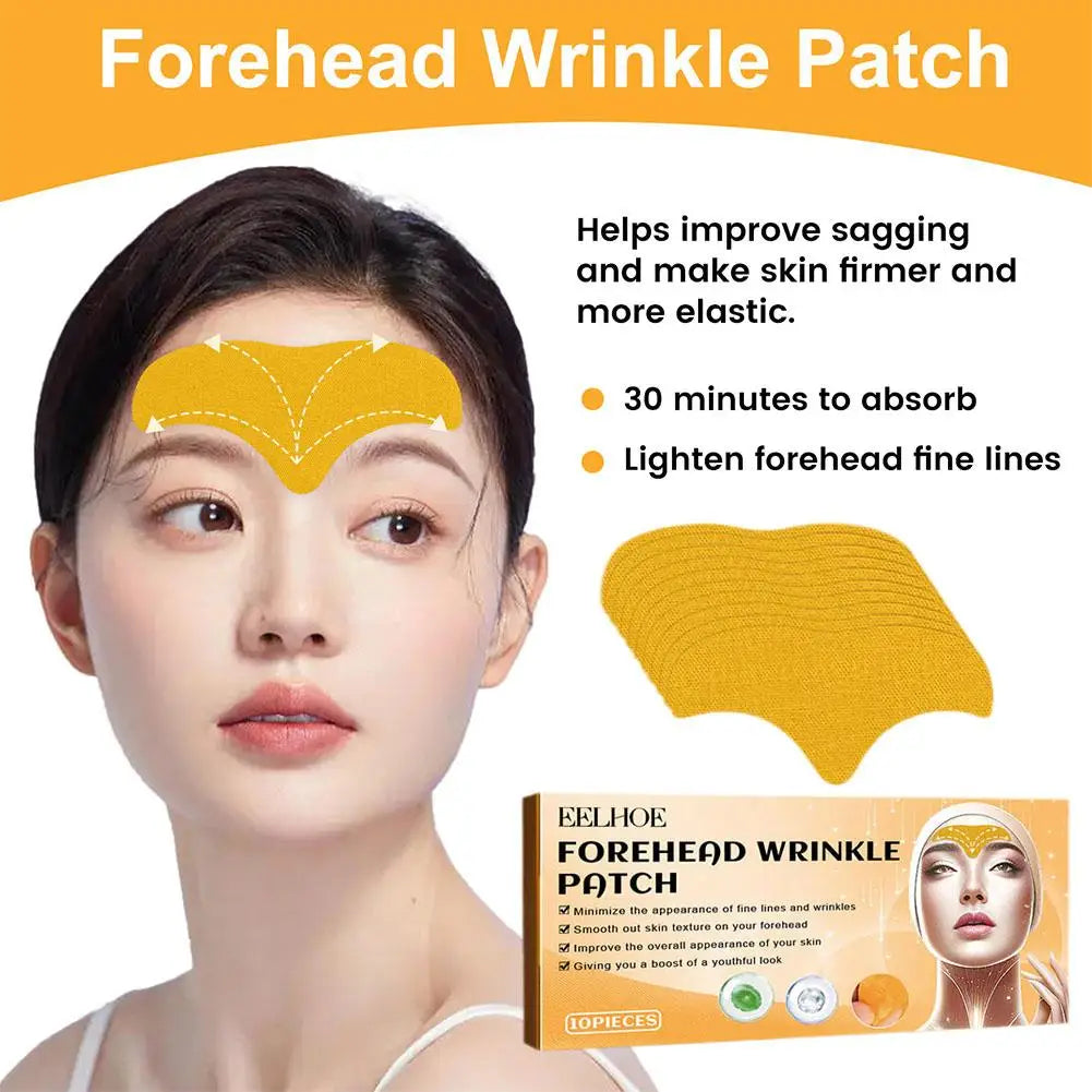 10pcs/box Forehead Wrinkle Patch Lightening Forehead Wrinkle Gel Patch Hydrolyzed Collagen Firming Mask Facial Skincare Stickers