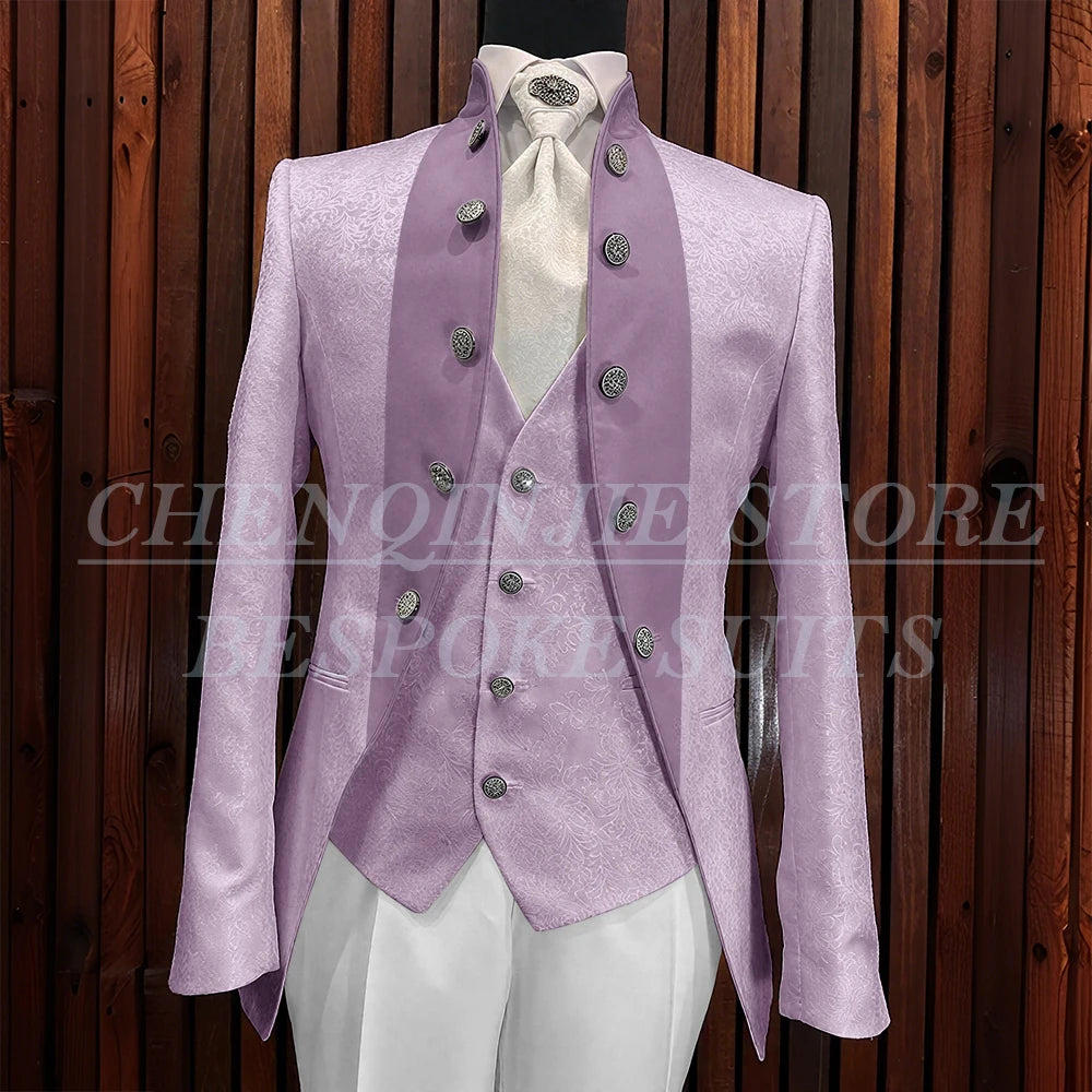 Formal Jacquard Men's Suits Elegant Wedding 3 Piece Jacket Pants Vest Blazer High Quality Full Sets Costume Homme Blazer 2025