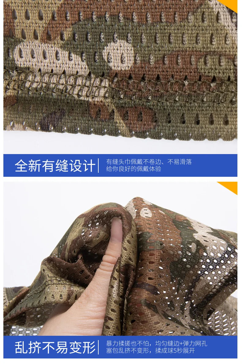 Lightweight Outdoor Cycling Sunscreen Face Shield Large Mesh Windproof Neckerchief Camo Mask Neck Gaiter Cover for Men Women
